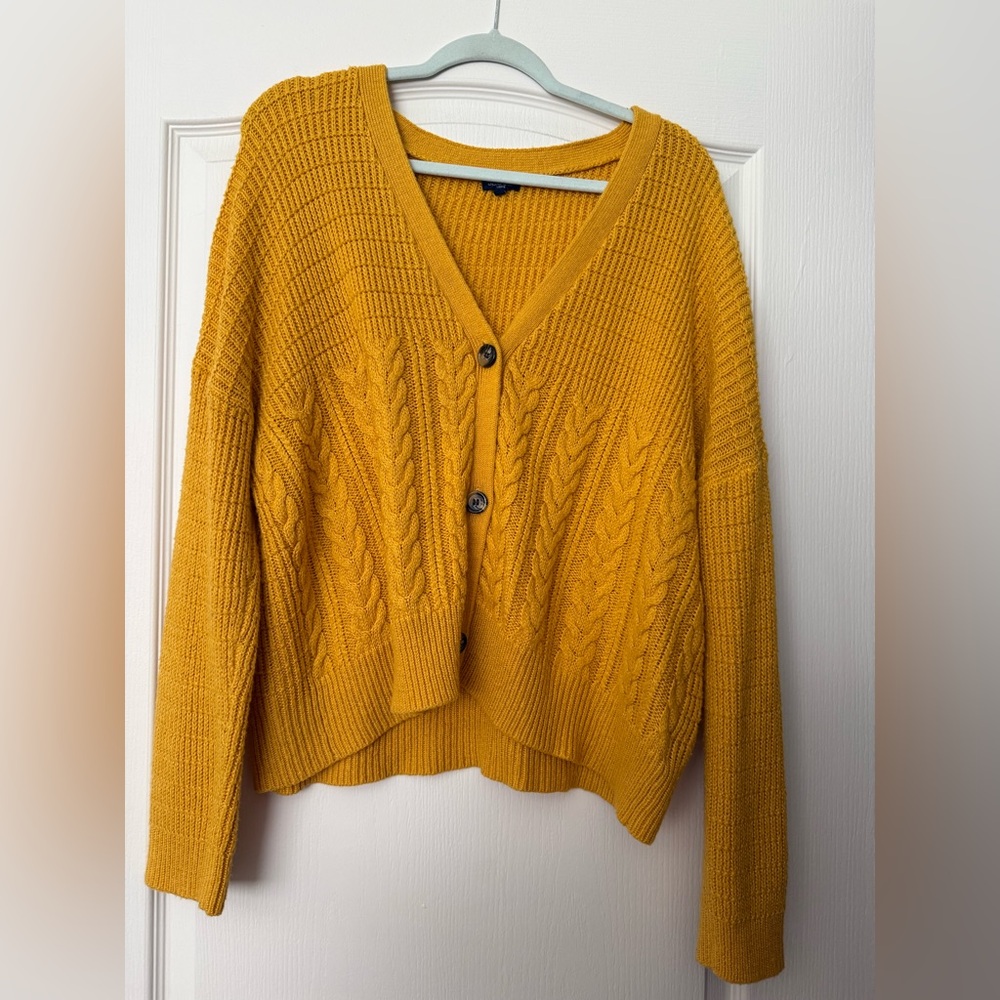 Splendid Mustard Cable Knit Cardigan